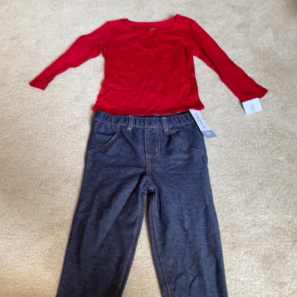 18mo Red long sleeve and Jeans